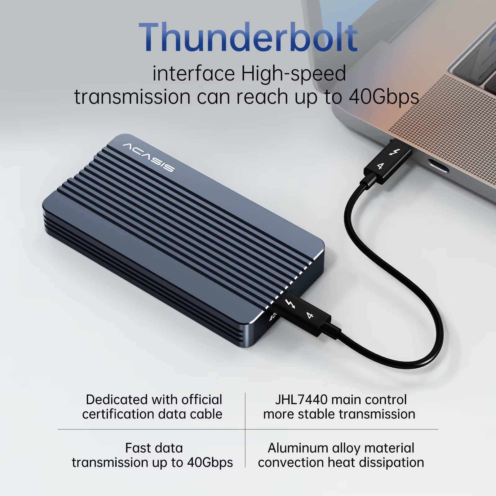 Thunderbolt 3 40Gbps M.2 NVME SSD Enclosure 8TB Transparent USB C SSD Case with 40Gbps Free Cable for Mac Windows