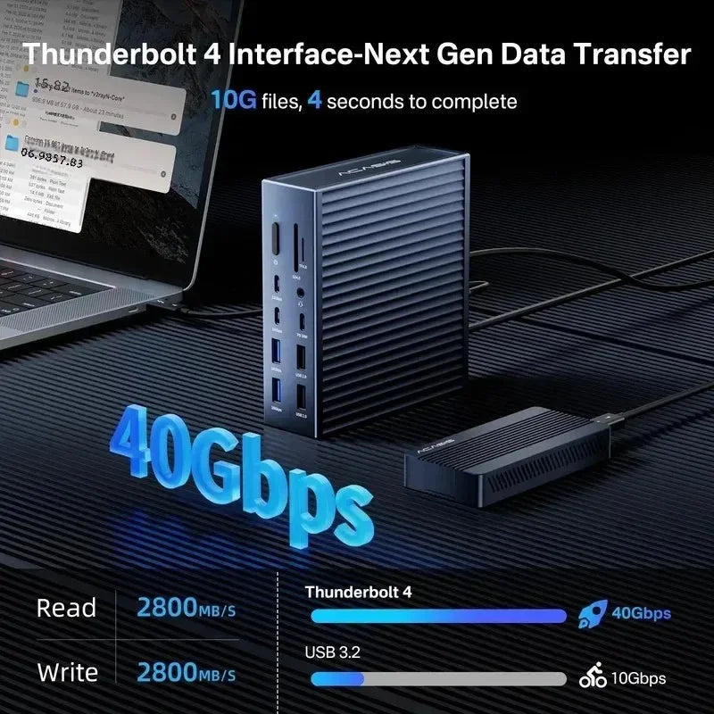 Acasis 21 in 1 Docking Station 8K/60HZ 40Gbps Thunderbolt Hub 240W Input Power 90W Output