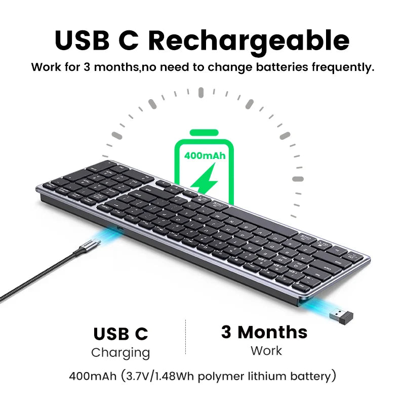 Arabic Wireless Keyboard Bluetooth 5.0 / 2.4G for Macbook / PC