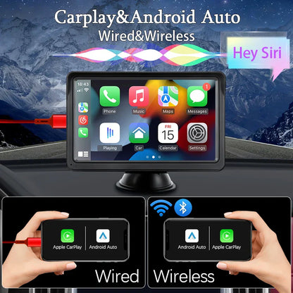 7Inch Car Radio Wireless Carplay and Wireless Android Auto Portable Universal Touch Screen