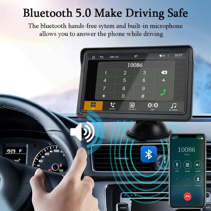 7Inch Car Radio Wireless Carplay and Wireless Android Auto Portable Universal Touch Screen