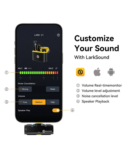 Hollyland Lark C1 Wireless Microphone for iPhone and Android