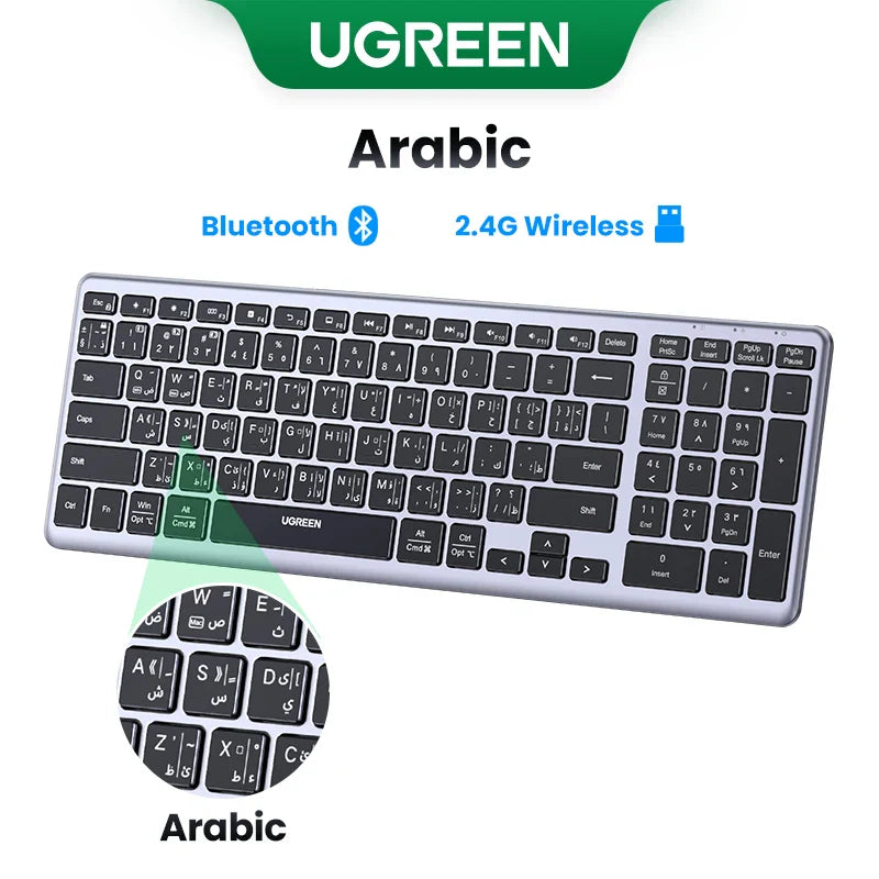 Arabic Wireless Keyboard Bluetooth 5.0 / 2.4G for Macbook / PC