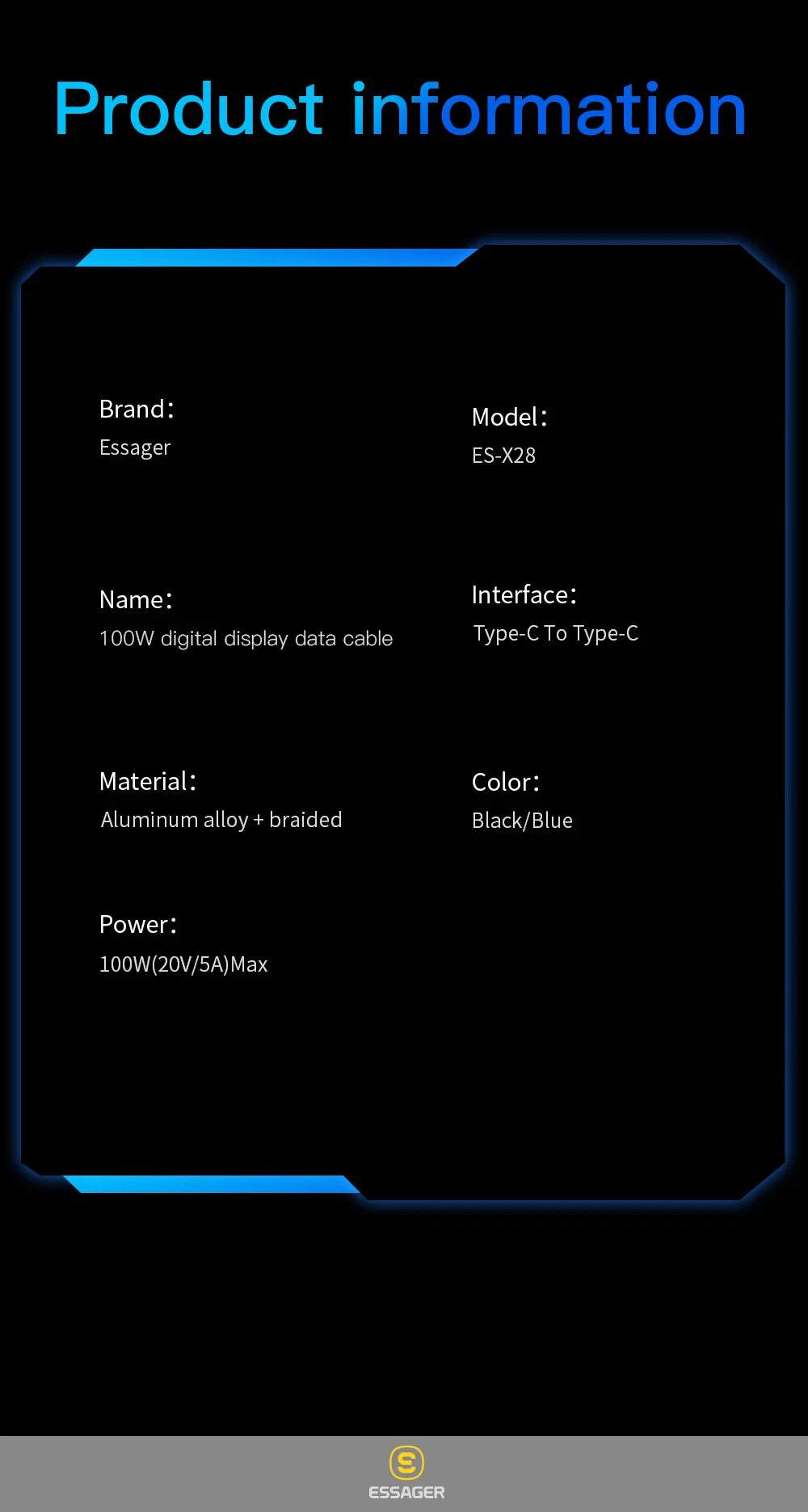 Fast Charging Cable 100W USB-C to USB-C with Display