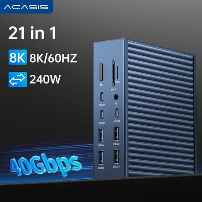 Acasis 21 in 1 Docking Station 8K/60HZ 40Gbps Thunderbolt Hub 240W Input Power 90W Output