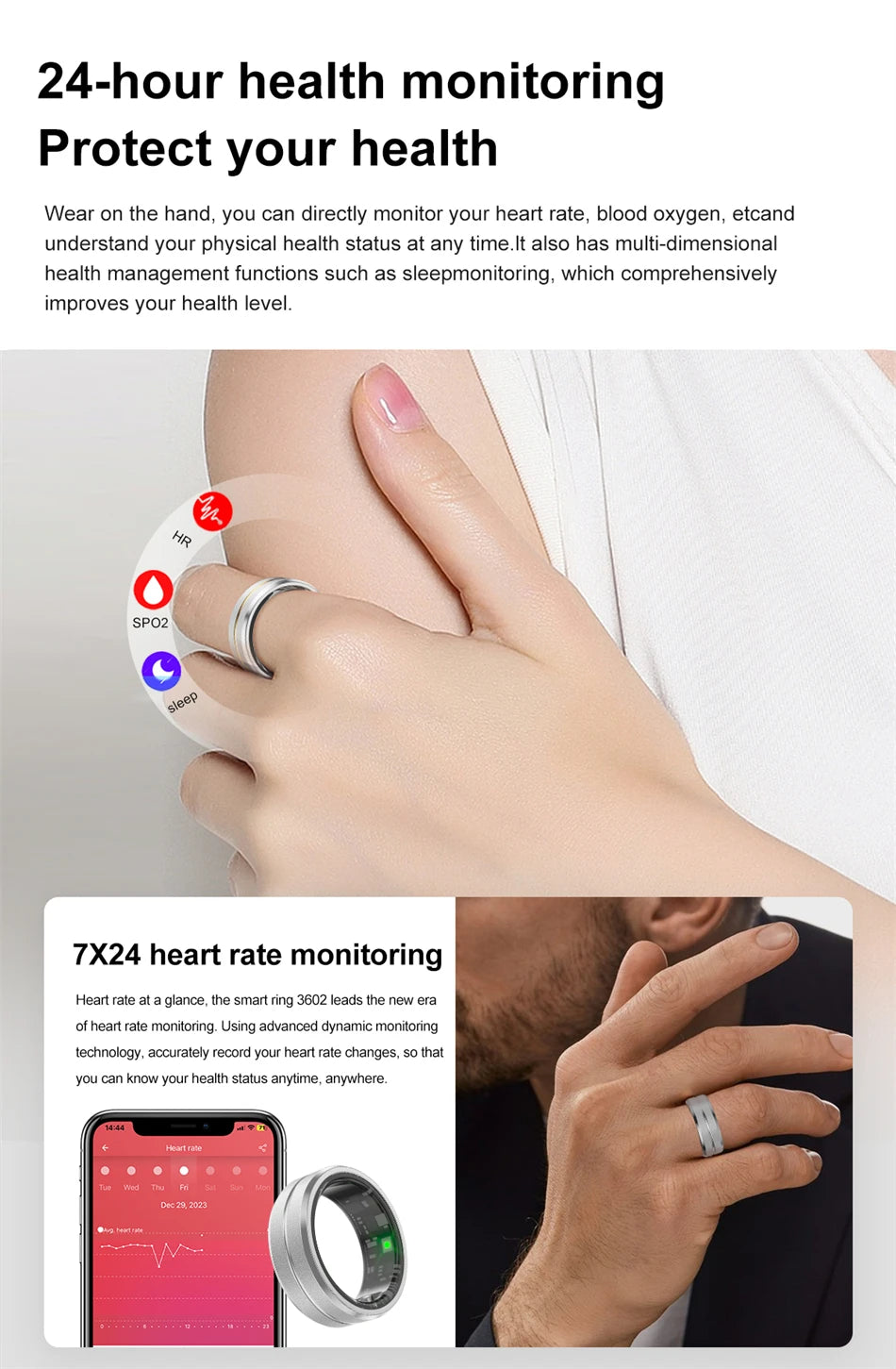 Smart Ring with GPS & Sleep Tracking for Android & iPhone